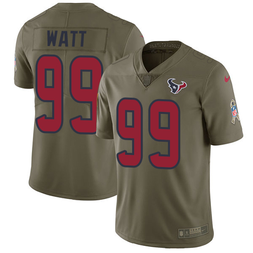 Nike Texans #99 J.J. Watt Olive Youth Stitched NFL Limited Salute to Service Jersey